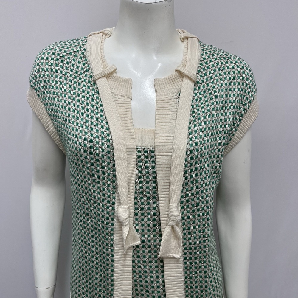Luca Luca Silk & Cashmere Cardigan &‎ Top Set Green Khaki Beige Taupe L XL - Picture 5 of 9